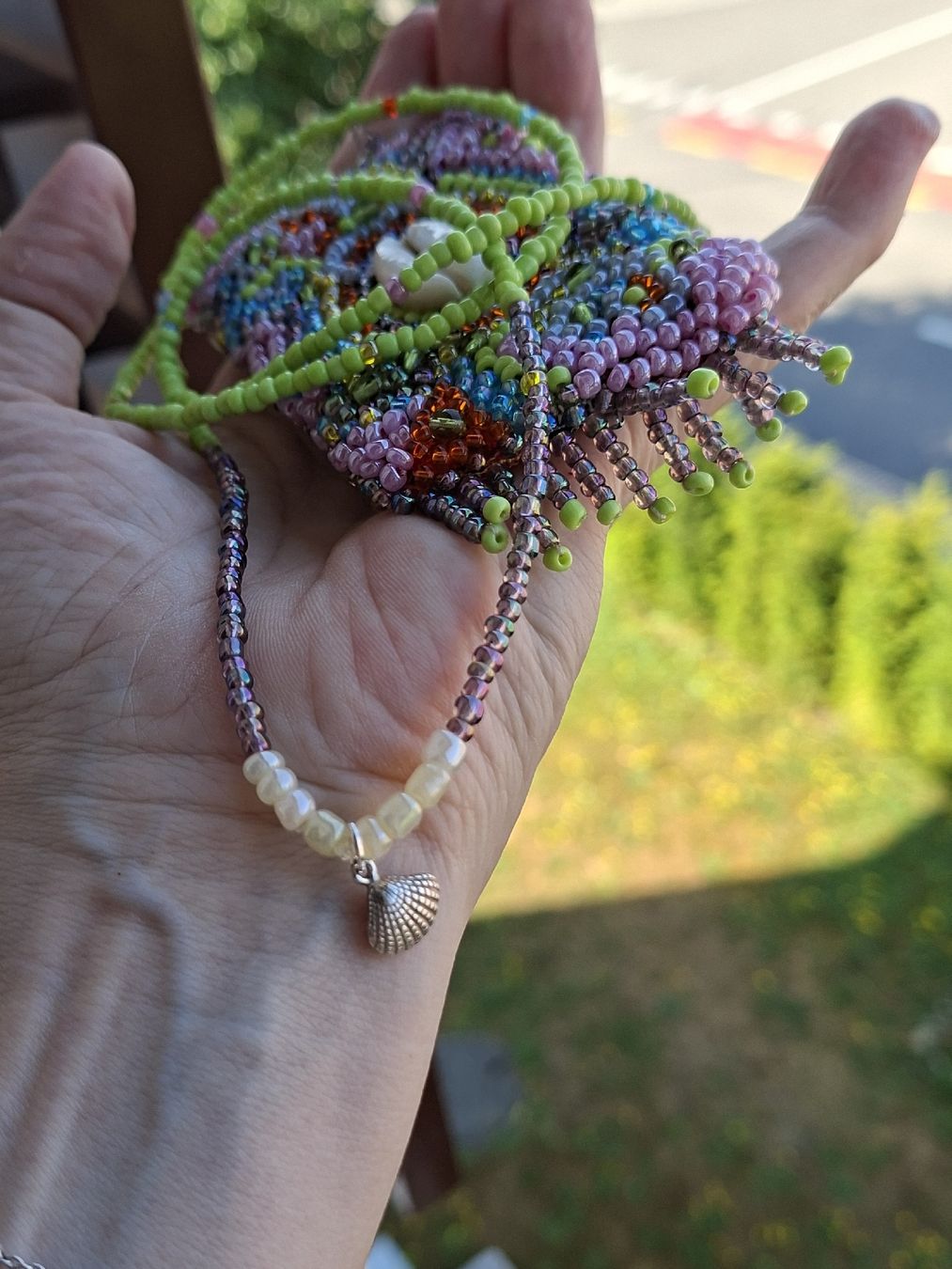 Ketten: Amulett Kette Kauri bestickt Glasperlen  – Neu (gemäss Beschreibung) aus Remetschwil von littleredboots 2