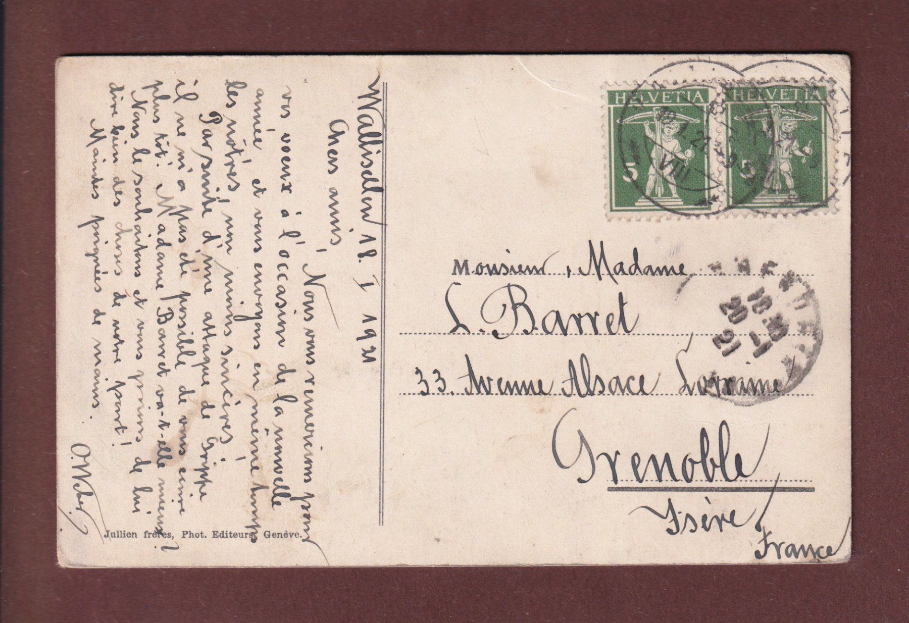 Ansichtskarten: Château de CHILLON - Dents du Midi - 1921 – Gebraucht aus Pully von nicecards 1