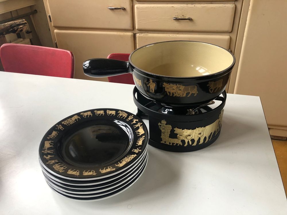 Appenzeller Fondue Caquelon Set mit 6 Langenthal Teller | Kaufen auf ...