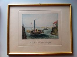 alter Stich "Ferry-Boat Brooklyn-New-York 1838