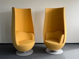 2 exklusive Designer-Sessel im Space-Age-Stil – Senfgelb