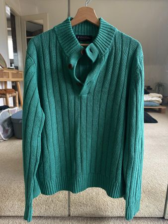 Brooks Brothers Green Button Pullover