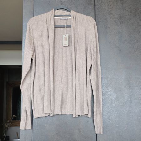 🐸 NILE OFFENE STRICKJACKE XL BEIGE BAUMWOLLE RIPPSTRICK