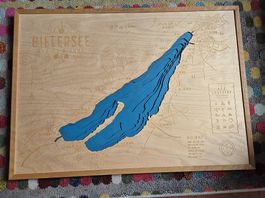Holz Bild Swiss Wood Map Bielersee