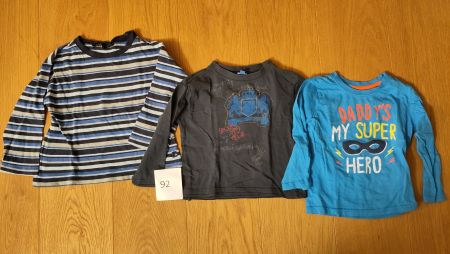 3er Set Langarmshirt Grösse 92 in blau gestreift Aufdruck
