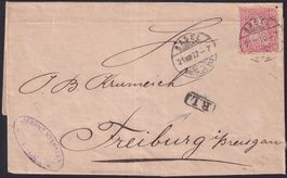 1872, Nr.38: Rayon Limitroph-Brief (Grenzrayon) n FREIBURG D
