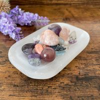 ✲ Selenit Schale ✲ 134g/99mm Gypsum Rohstein Bowl