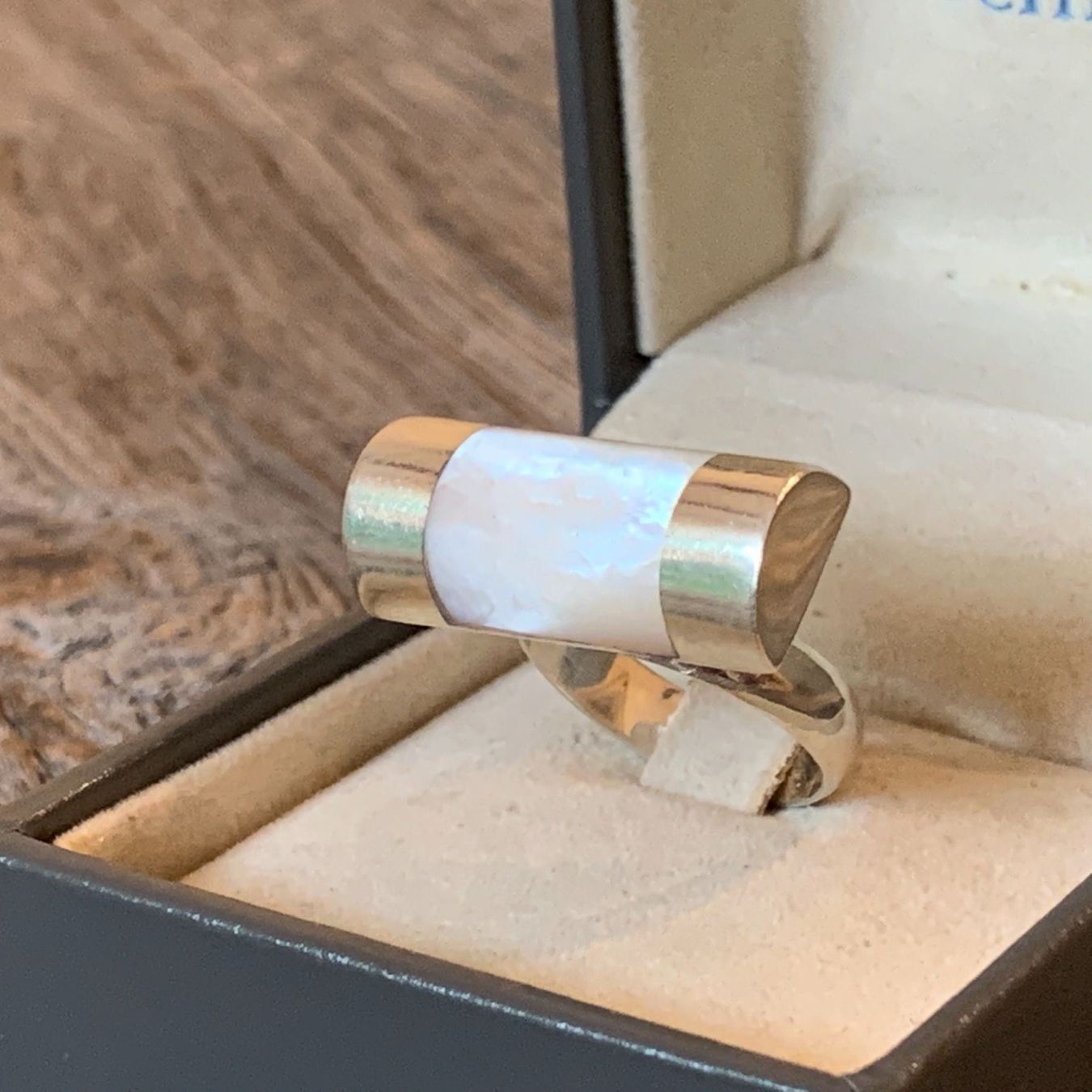 Anelli: Ring one size Silber 925 Perlmutter Art Deco Stil - um 1970 – Usato da Bern venduto da Jiffy
