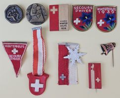 10x S&S Winterhilfe, Abzeichen/Plakette/Nadel/etc. 1936-1949