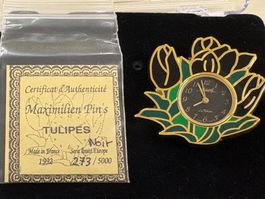 Pin Brosche Badge Uhr grün,  lim. - 273/5000 - Maximilen Pin
