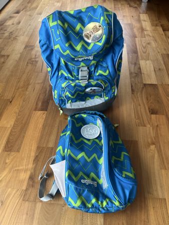 Ergobag Schulrucksack Set blau/grün - guter Zustand 