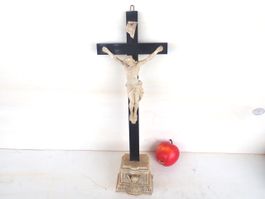 Kruzifix Kreuz Jesus Antik Vintage Holz Gips Engel