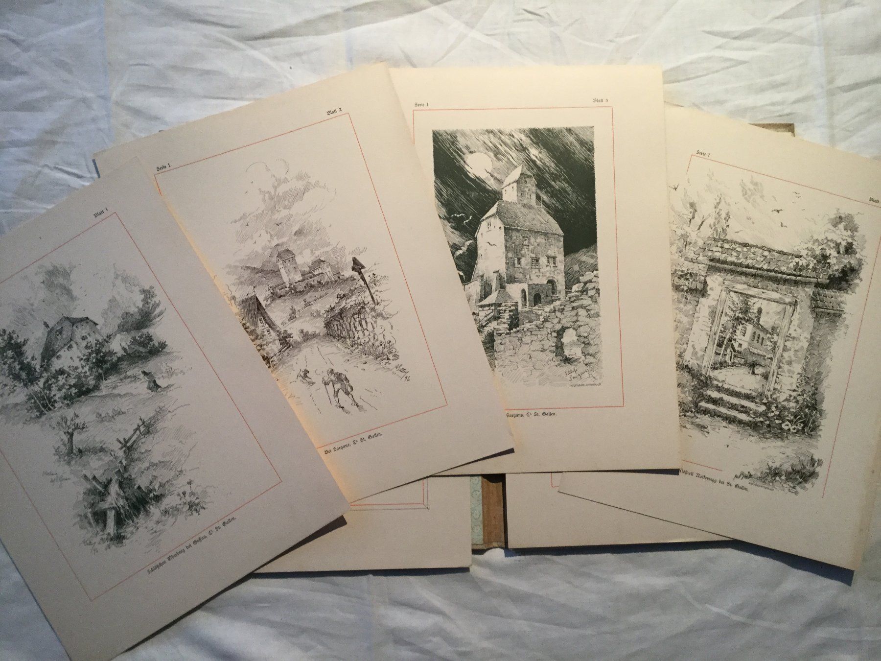 Dipinti: Schweizer Landschaft und Architektur-Bilder A. Sutter 1897 – Usato da Horgen venduto da Goros 6