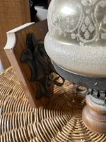 Lampe murale en bois et verre décoré, bon état