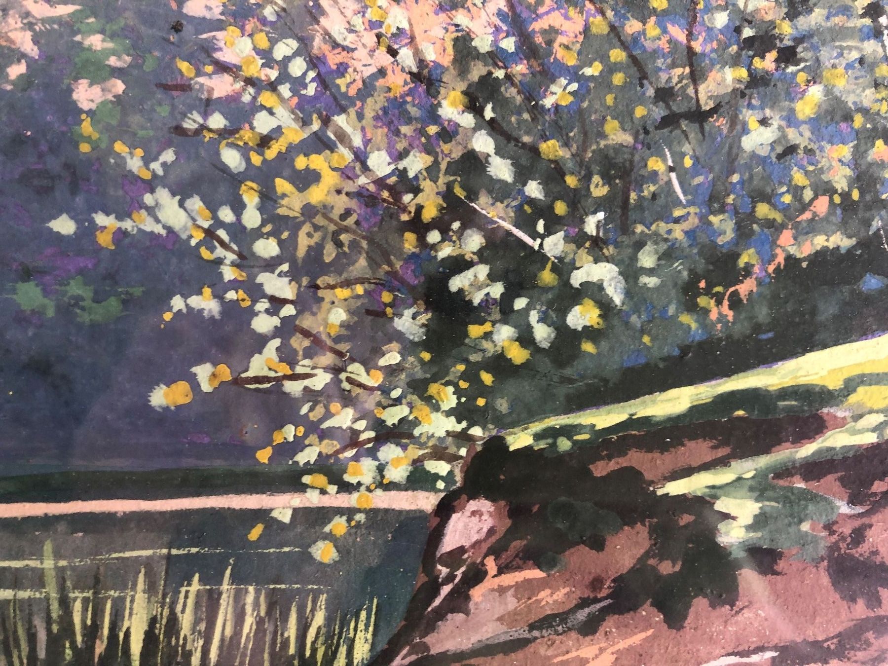 Dipinti: Gouache, Aquarell " Flusslandschaft", sign. J. Roulet 1928 – Usato da Bern venduto da vintageartbern66 2
