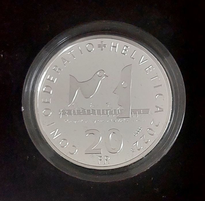 Tutti le monete: 20 Franken 2022 Silber pp Mani Matter Box – Nuovo (secondo la descrizione) da Arch venduto da moneyswiss 2