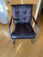 Freischwinger Stuhl Leder dunkelbraun Metallgestell