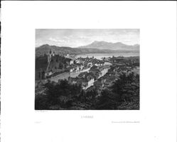 Luzern gegen  Rigi Stahlstich von Riegel selten