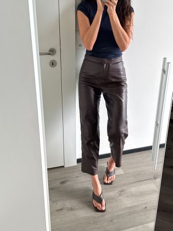 SANDRO Genuine Lamb Leather Trousers 34-36