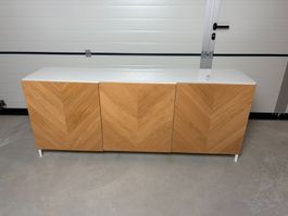 Ikea BESTÅ Sideboard Schrank weiß/Hedeviken Eiche 180x42x75