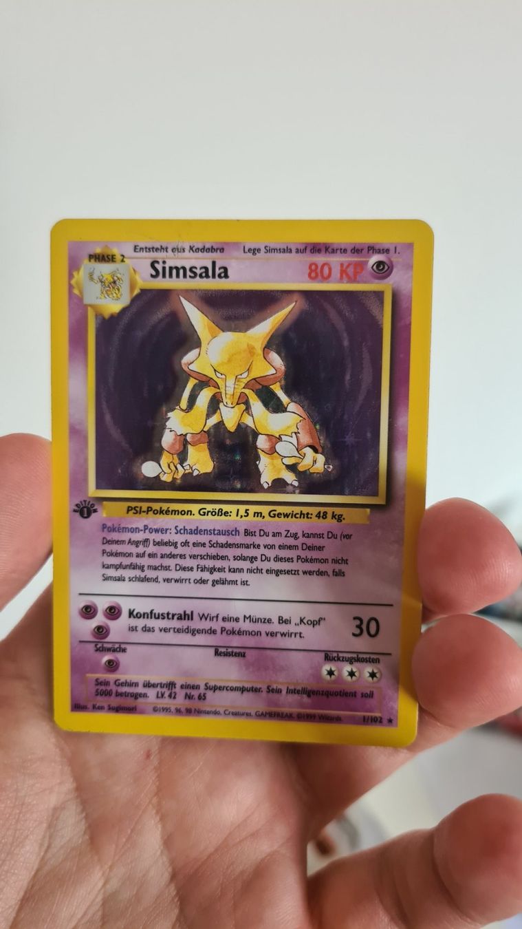 Sammelbilder & Trading cards: Pokemon Simsala Alakazam 1. Edition Base Set Holo GER – Gebraucht aus Baar von