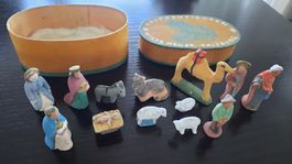 Krippenfiguren (13Stk) aus Ton; handgemacht, handbemalt