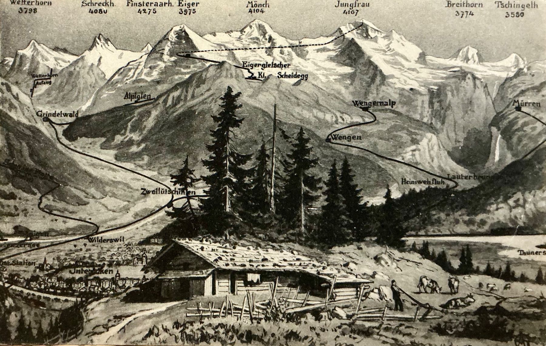 Ansichtskarten: BERNER OBERLAND - Panorama Ansicht – Gebraucht aus Root von ENGLAND-TREASURES 1