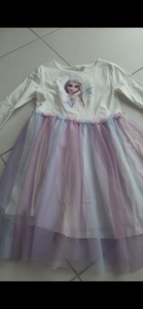 K..147 R G) Eiskönigin Elsa Kleid Gr. 134/140 Wie Neu!