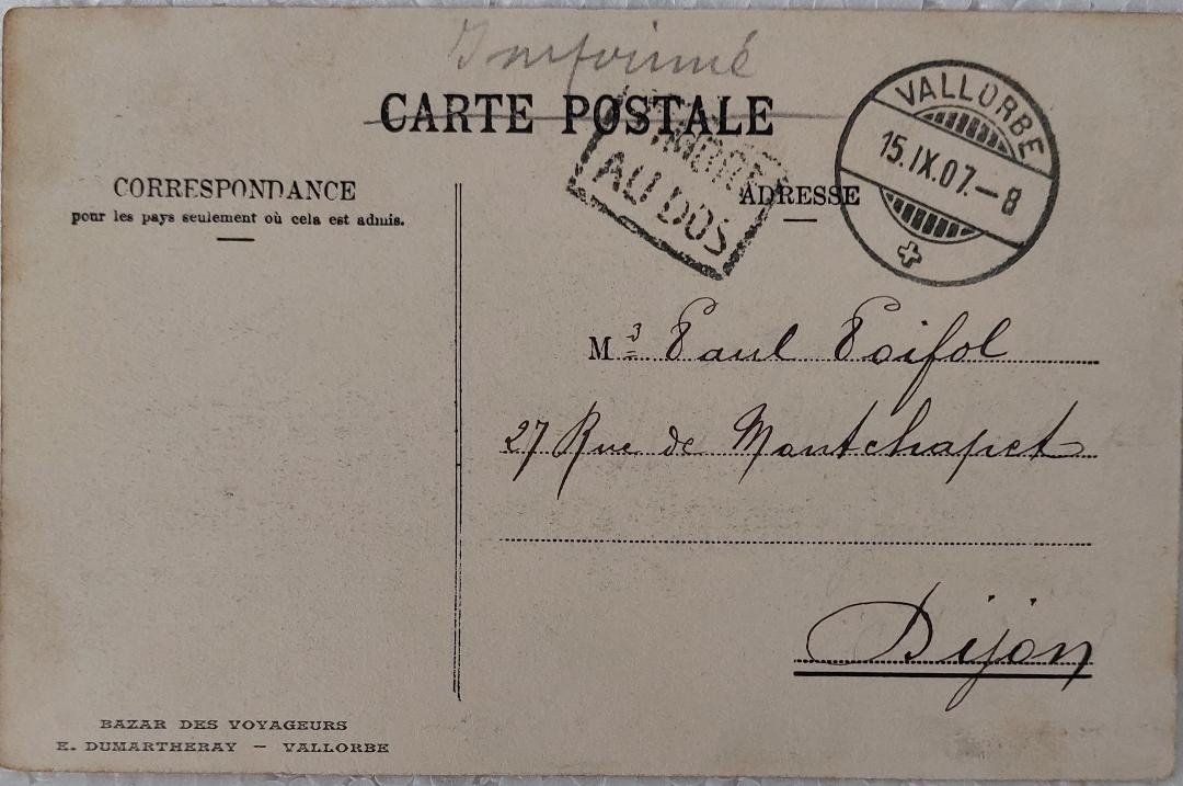 Cartoline postali: ORBE GROTTE - Chalet de la Source -1907 – Usato da Delémont venduto da Domdom1 1
