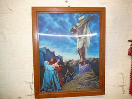 Wandbild Kreuzigung Jesus Holzrahmen gebraucht 3d Bild