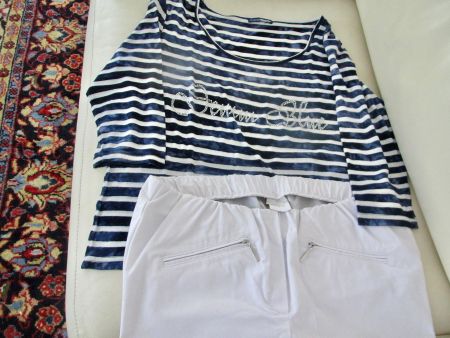 PANTALON LOUISA BLANC NEUF TSHIRT MARiN  N' 5