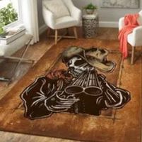 Teppich Cowboy Skelett mit Schrotflinte 60cm x 40cm