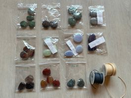 Set Gebohrte Halbedelsteine plus Cord Schnur 1.5 mm