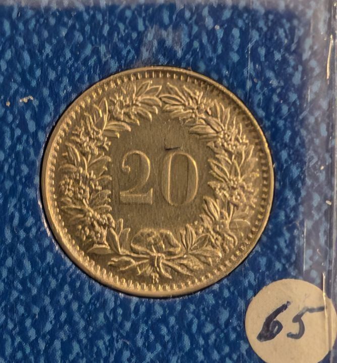 Tutti le monete: 20 Rappen 1965 – Usato da Arch venduto da coinsandmore 1