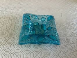 Piattino in vetro azzurro