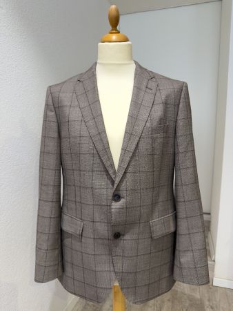 HUGO BOSS Sakko Gr. 50 / US 40R – Tesse Biella, grau kariert