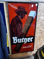 Rare Vintage Sammler Burger Mild Zigaretten Glas Reklame