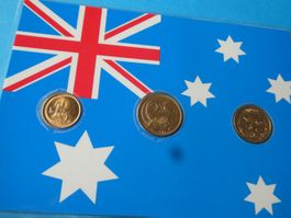 Australien, Set 3 Münzen, vergoldet