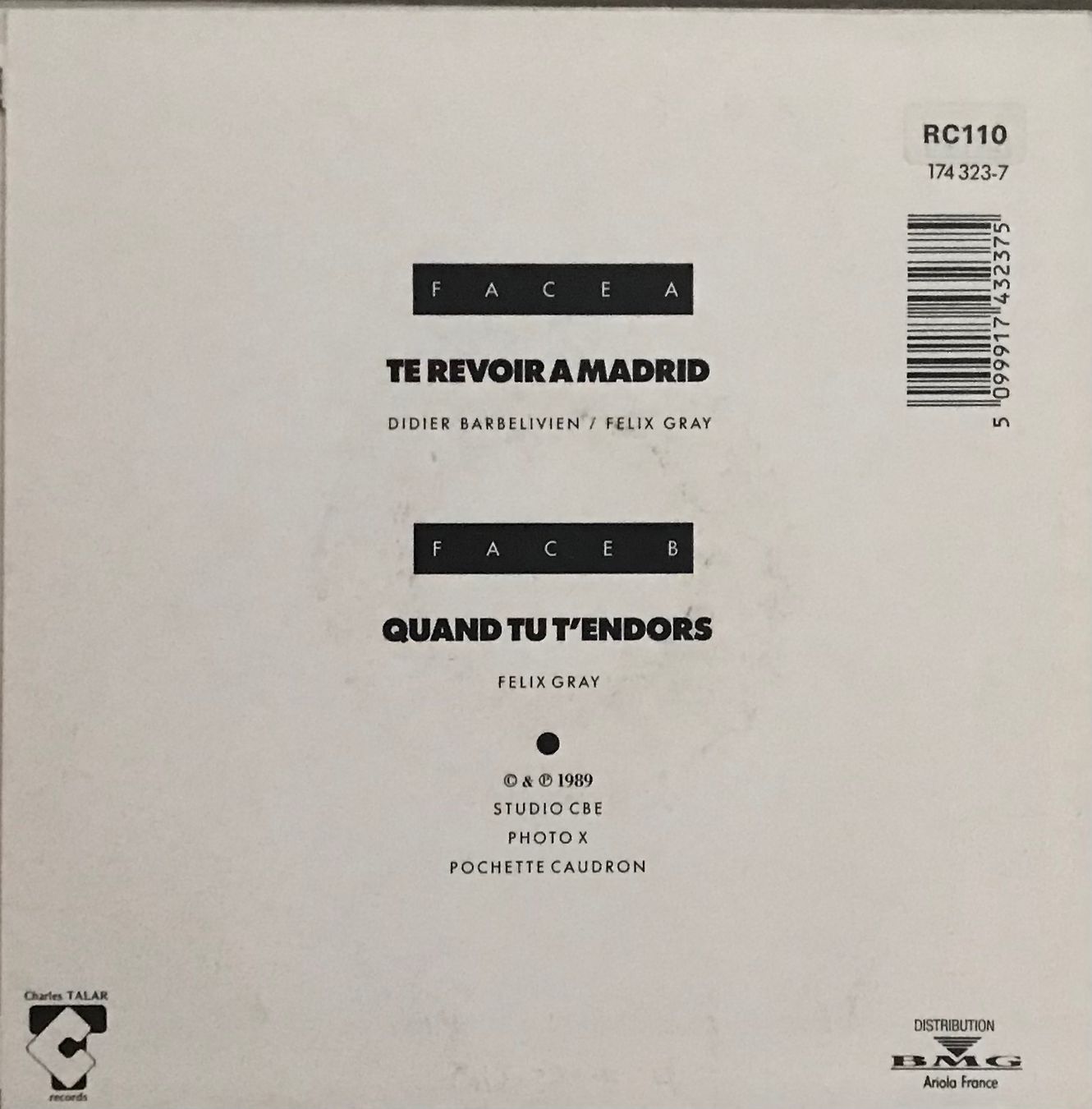 Schallplatten: FELIX GRAY - TE REVOIR À MADRID – Gebraucht aus Bussigny von vinyl-pas-cher 1