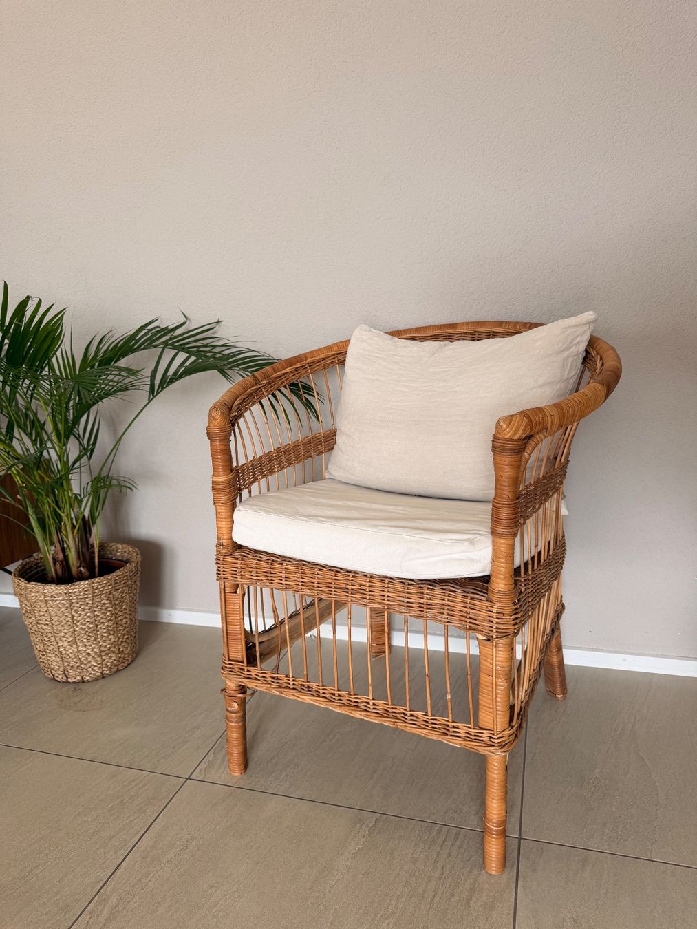 Set di tavolo e panche: Set mit 6 Esszimmerstuhle Rattan – Usato da Biberstein venduto da Kristina.shaq 1