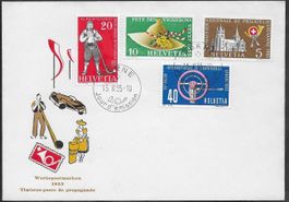 1955 WERBE FDC illust. BERNE franz. Serie 15.II.55 ab 1.-