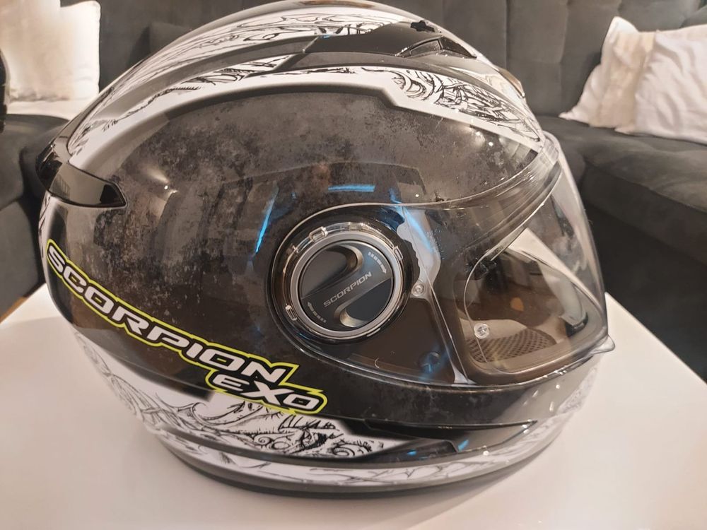 Casques & visières: Marmormustert Scorpion Exo Helm, Grösse M (58) – Neuf (Voir description) à Naters par Bolo 3