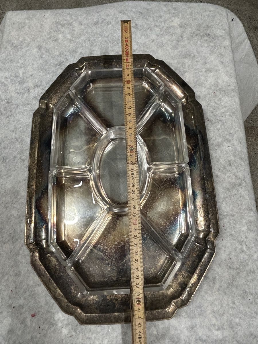 Piatti di portata: Vintage Serviertablett mit Glasschalen, Durchmesser 44cm – Usato da Kehrsiten venduto da fot_55m5 1