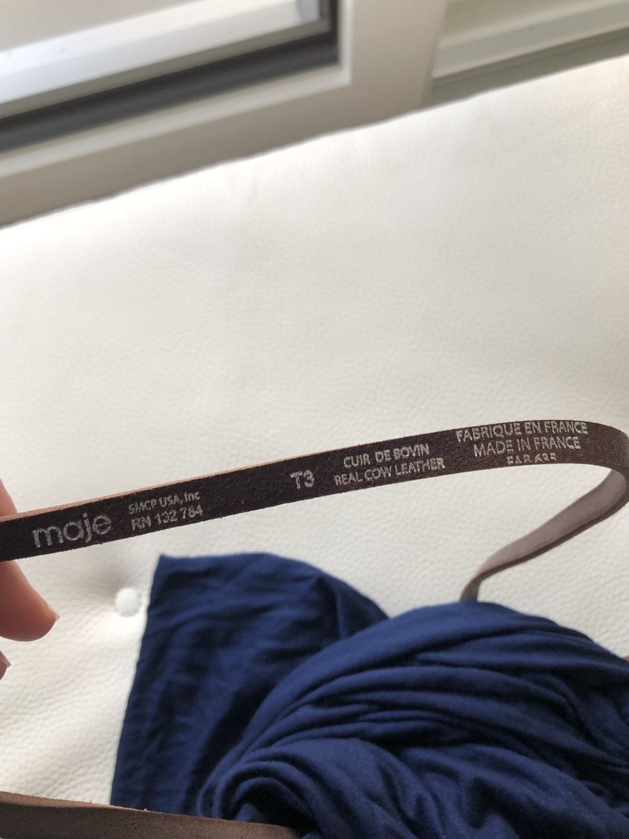 Maje Vestiti: Maje robe bleu marine avec cuir – Nuovo (secondo la descrizione) da Cointrin venduto da sacha1981 1