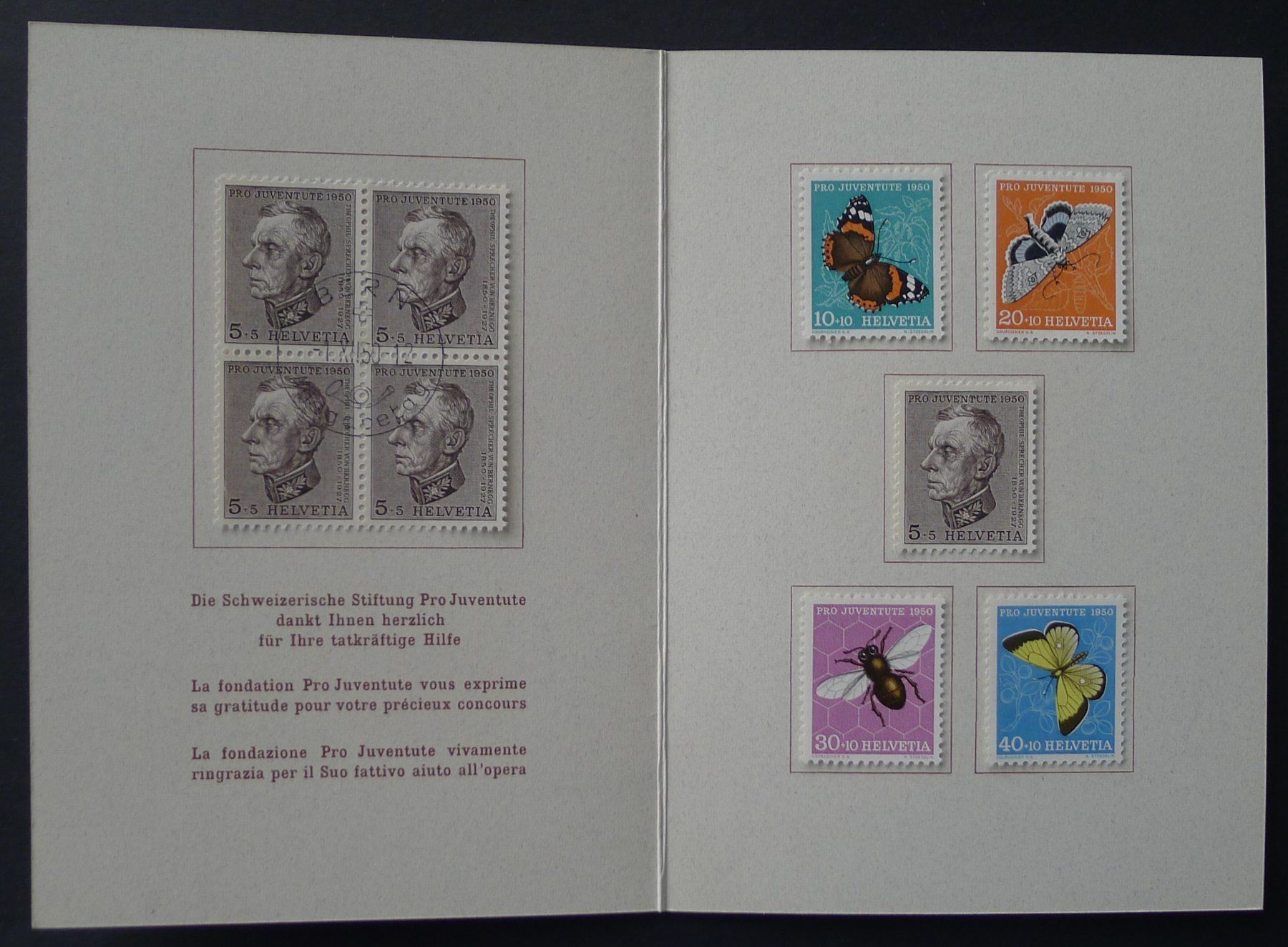 Tutti i francobolli: PJ 1950, Serie in Geschenk - Folder, nummeriert + limitiert – Usato da Ebikon venduto da SilvioFreund 1