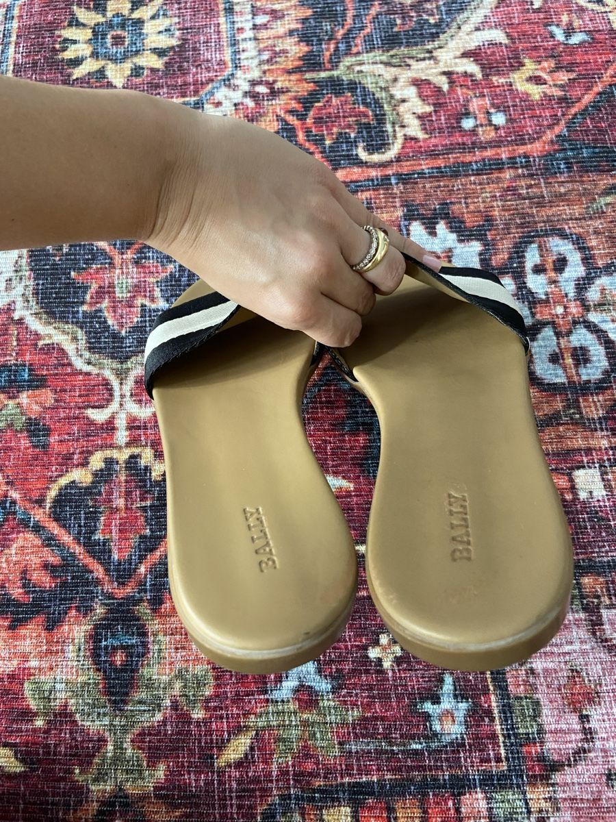 Bally Chaussures femmes: Bally Ribbon Textile Leather Slide Flat Sandal  – D'occasion à Münchenstein par B771 6