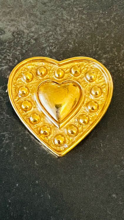 Broche Fleur Vintage – Plaqué Or Et Argent – Cœur Perle Nacrée – Occasion
