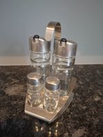 Service vinaigre/huile et sel/poivre inox et verre 