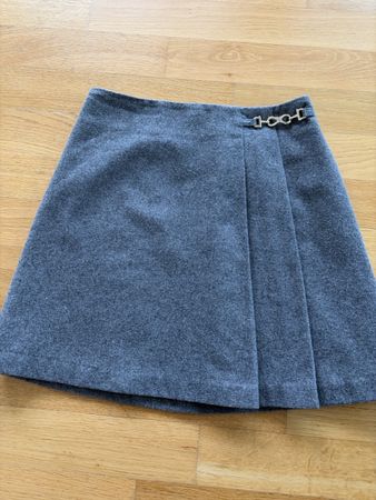 H&M Minirock, Wollmischung, Grau, Gr. 34