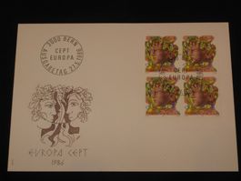 Werbemarken Europa FDC 1986 Nr. 726 4-Block "Männerkopf"